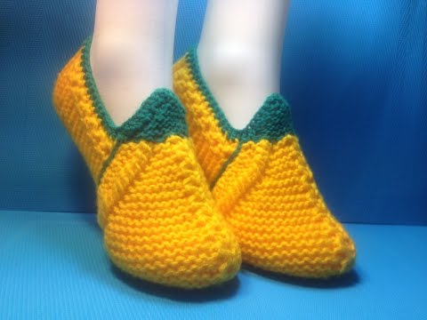 Видео: Вязание спицами домашние тапочки #74