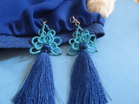 Видео: Серьги "Голубая бирюза" Фриволите иглой