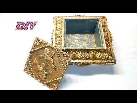 Видео: ⭐ Милота! ⭐ Золотая шкатулка из потолочного плинтуса!!! Легко и просто!!! Gold plinth box.