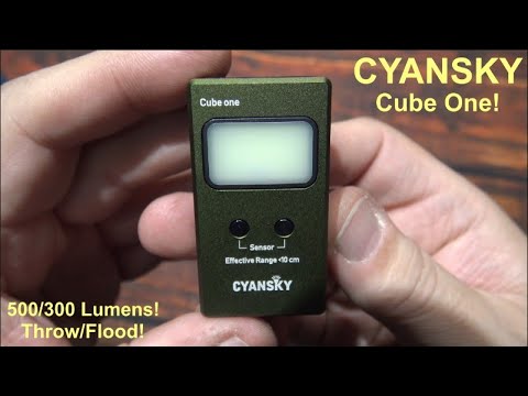 Видео: Обзор комплекта фонарика Cyansky Cube One EDC! (Комбинация COB-светодиодов 500/300 люмен, RGB, ма...