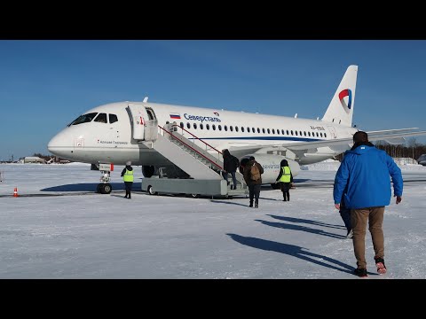 Видео: Superjet 100 а/к Северсталь | Рейс Ухта - Санкт-Петербург