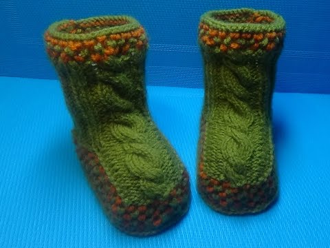 Видео: Вязание спицами пинетки -сапожки #130