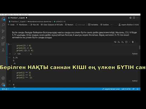 Видео: 1.13. Python тілінен практикалық сабақ. Арифметикалық өрнектер.
