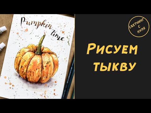Видео: Как нарисовать тыкву. Уроки рисования для начинающих и для детей. How to draw Pumpkin.