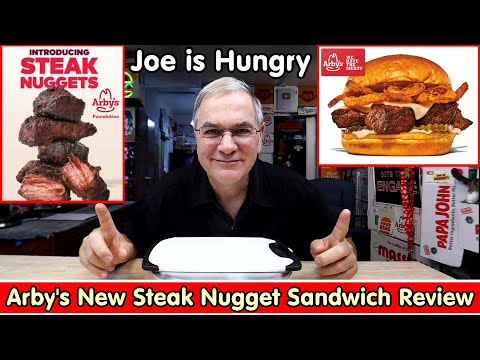 Видео: Обзор нового сэндвича со стейком и наггетсами от Arby's * Ограниченное время * Джо голоден 🤠🍖🥩🧽