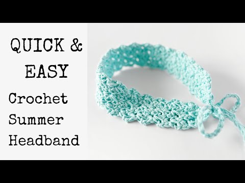 Видео: Простая схема вязания крючком летней повязки на голову - мастер-класс по вязанию повязки для воло...