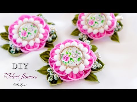 Видео: ЗАЖИМЫ С ЦВЕТАМИ, МК / DIY VELVET FLOWERS