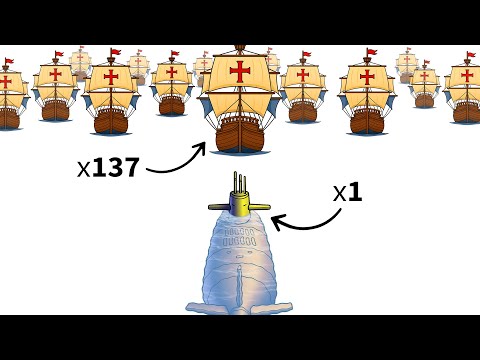 Видео: Что, если бы современная подводная лодка сражалась с испанской Армадой?