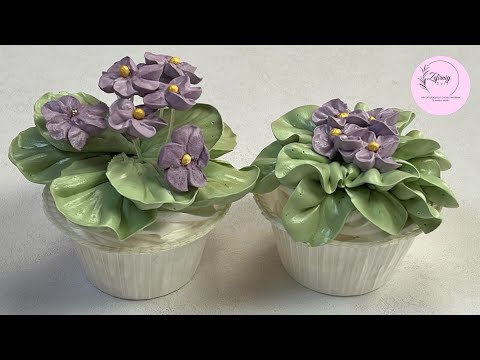 Видео: Вазон фіалок із зефіру 👍