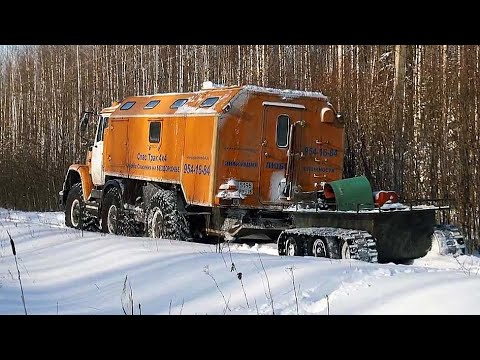 Видео: Эвакуация Гусеничного Вездехода из Леса Зимой, "Зилом-497200"