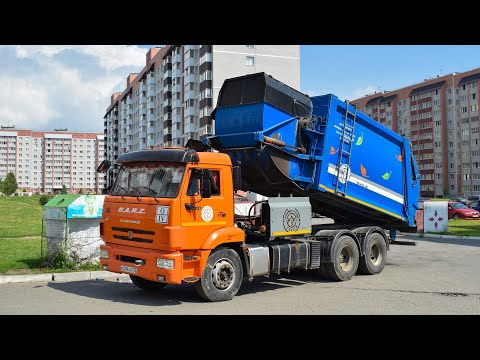Видео: Мусоровоз МК-4554-08 на шасси КамАЗ-65115-50 (В 249 АА 122). / KAMAZ garbage truck.