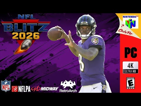 Видео: NFL Blitz 2026: Ravens против Buccaneers — геймплей N64 4K