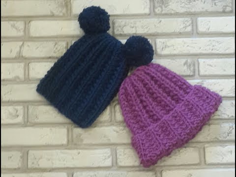 Видео: Модная шапка спицами за час! Узор "рельефная резинка". Hat.