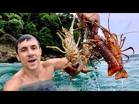 Видео: Выжить на острове. Подводная охота в океане. Поймал лангуста. №10