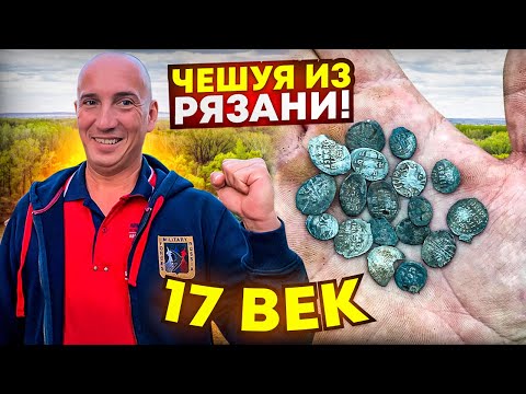 Видео: Горшок с монетами трактор растащил по полю! Ищем центр КЛАДа! Собираем Рязанскую чешую горстями!