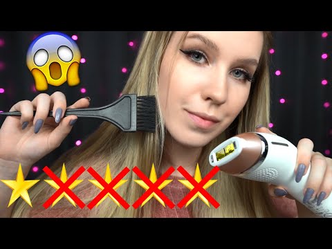 Видео: АСМР ✂ ОКРАШИВАНИЕ В УЖАСНОМ САЛОНЕ 😱 Пародия | ASMR WORST Reviewed HAIRCUT
