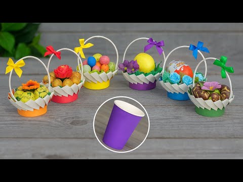 Видео: Посмотрите, что я сделала с бумажными стаканчиками🥛Пасхальные корзиночки за несколько минут🧺