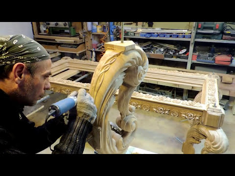 Видео: Резные Ножки для обеденного стола  из массива дуба (резьба)woodcarving. мебель на заказ