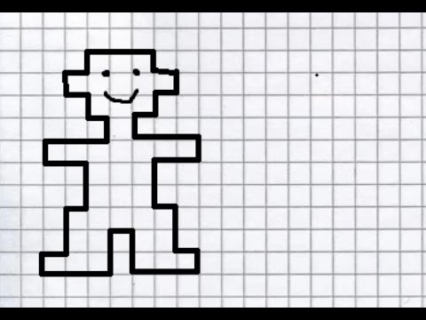 Видео: Робот (графический диктант по клеточкам), рисуем по клеточкам робота