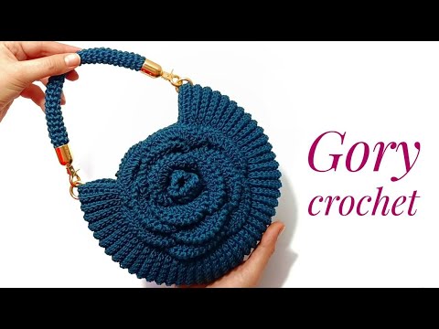 Видео: شنطه كروشيه بشكل زهرة الجوري مجسمه  Crochet flowe bag. Цветочная сумка крючком. Tas bunga rajutan