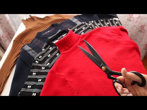 Видео: Не выкидывайте старые свитера. Разрезала все старые свитера и превратила в стильные вещи