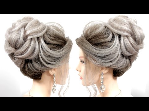 Видео: Свадебная прическа на средние и длинные волосы. Высокий пучок.