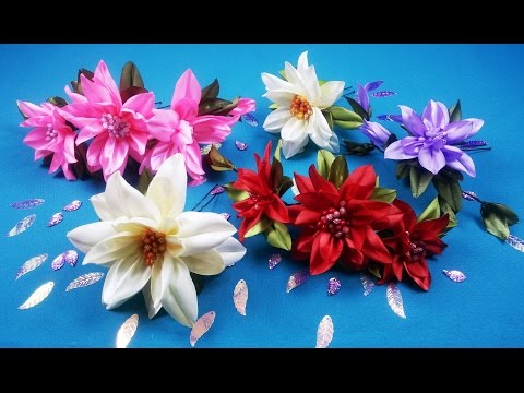 Видео: Hairpin wiht easy ribbon flowers/Horquilla con flores simples de cintas/Шпилька с цветами из лент.МК