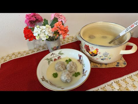 Видео: Кюфтета с бял сос по селски - sulu köfte tarifi 