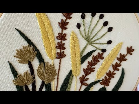 Видео: Вышивка гладью. Стежки стебельчатый шов, гладьевой шов, рыбья косточка, ленивая ромашка.