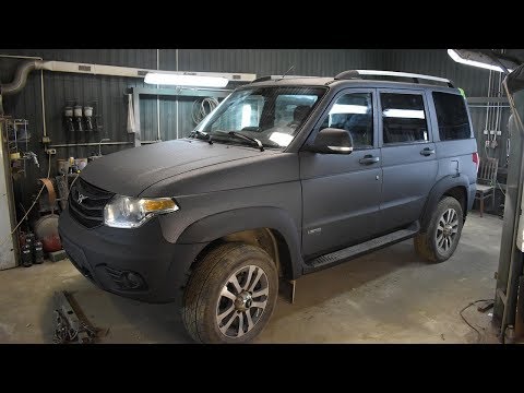 Видео: Покраска Раптором обновленного УАЗ Патриот (Средне-крупная текстура U-Pol Raptor)