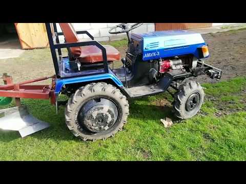 Видео: Пахота самодельным плугом для минитрактора амжк-8. Расход топлива уд-25(ск-12)