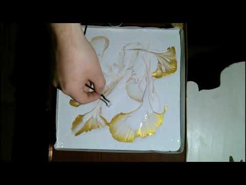 Видео: Нетрадиционное рисование. Дорогая картина из золота. Техника Fluid art.