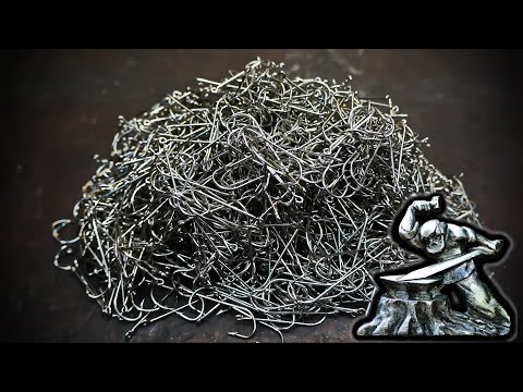 Видео: Делаю Дамасскую сталь из рыболовных крючков.
