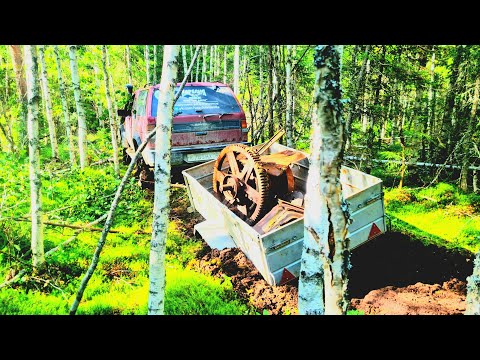 Видео: Все планы рушатся! ПОЛОМАЛ МАШИНУ!! Огромная лебедка весом 500кг топит машину с прицепом  в болоте!