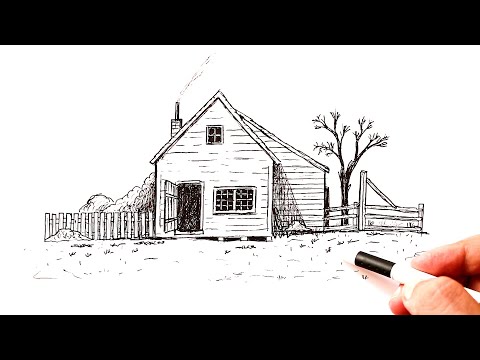 Видео: Как нарисовать Дом | Уроки рисования | Скетчинг