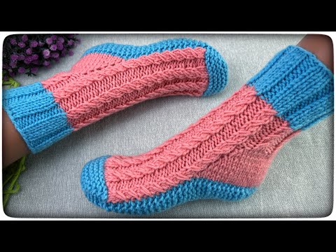 Видео: Вязаные Носки на ДВУХ СПИЦАХ. Подробный мастер - класс.