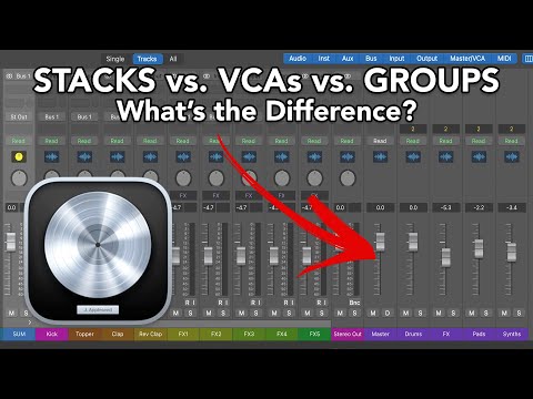 Видео: Logic Pro — Стеки против VCA против групп (в чем разница?)