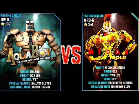 Видео: REAL STEEL WRB Aquabot VS MIDAS GOLD New Robots UPDATE (Живая сталь)