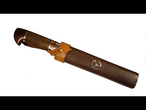 Видео: Ножны из дерева и кожи.  Sheath made of wood and leather.