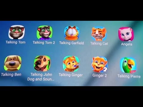 Видео: Говорящий Том,Том 2,Анджела,Гарфилд,Говорящий кот,Джон Пёс,Бен,Рыжий 1,Рыжий 2,Пьер