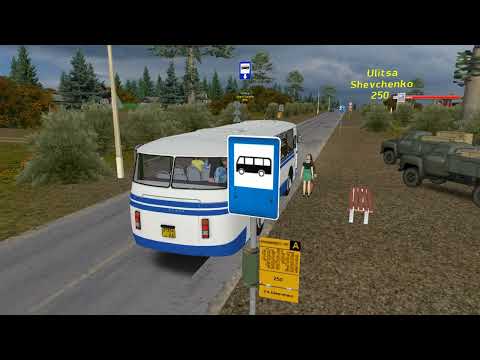 Видео: Рейс по 250 маршруту на ЛАЗ 695H  по карте Деревенька. Omsi 2.