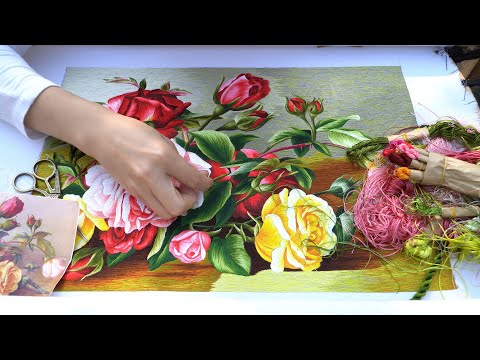 Видео: Искусство ручной вышивки - Куст шиповника - ThuongEmbroidery