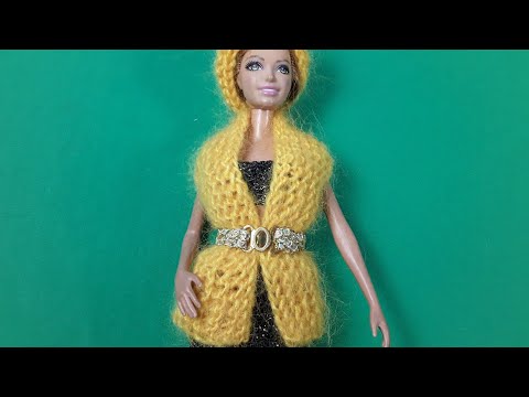 Видео: Жилет вязаный спицами по супер выкройке. Crochet Barbie