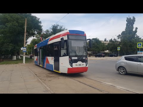 Видео: Евпаторийский трамвай на 71-411-03 УВЗ 2 маршрут Гортеатр-Лиман 17.09.2022г.