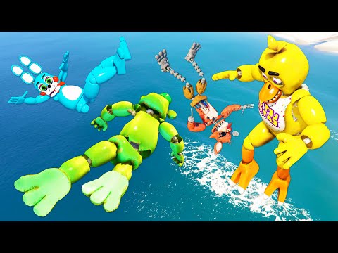 Видео: FNAF в GTA 5: Безумные Рэгдоллы [Аниматроники] - Серия 25