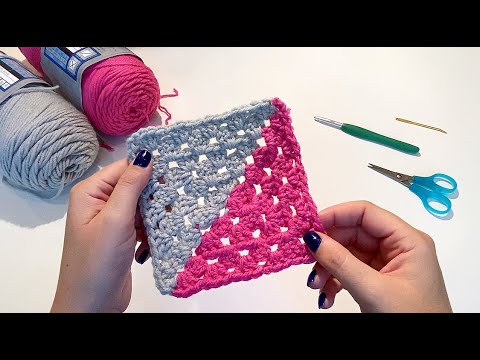 Видео: Бабушкин квадрат с двумя цветами