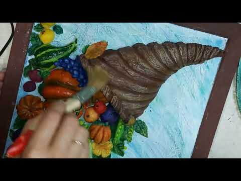 Видео: Солёное тесто - панно  Дары осени . Modeling of salted dough.Modelado de masa de sal.