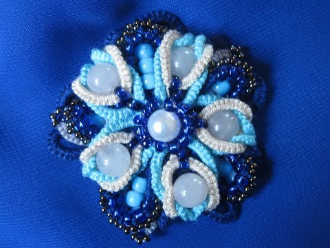 Видео: Фриволитэ иглой. Брошь "Вечерняя звезда "