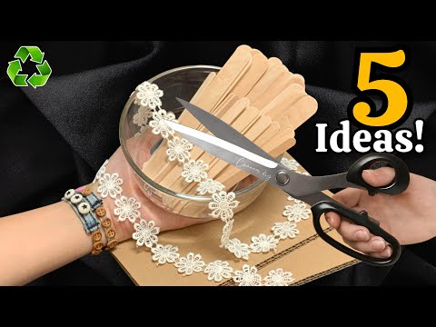 Видео: Не выбрасывайте палочки от мороженого и картон 😍♻️ 5 идей для красивого декора из отходов!