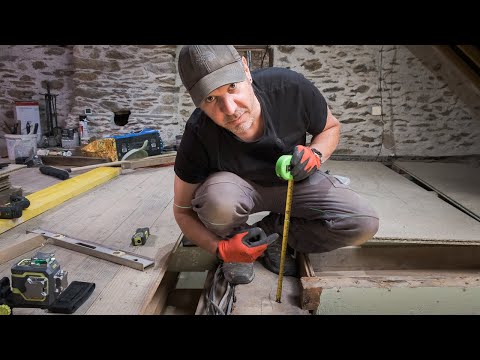 Видео: Выравнивание старых балок для нового чернового пола